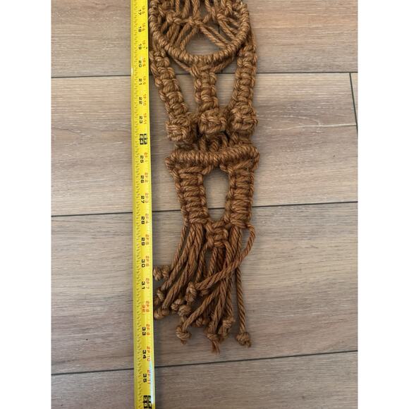 Vintage 1970s Macrame Wall Hanging Boho Brown Braided Fiber Art 34” - Picture 3 of 16
